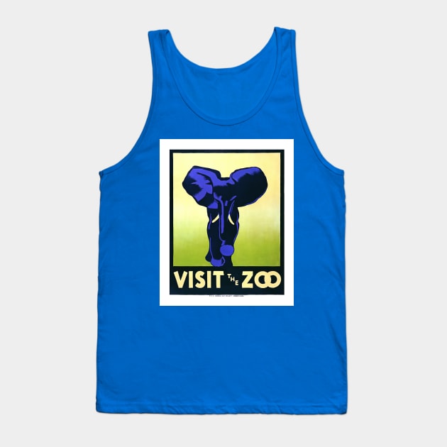 Restored Vintage WPA Blue Elephant Poster for Philadelphia Zoo Tank Top by vintageposterco